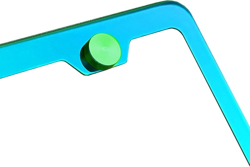 NAROWAN Color: Green - License Plate Screws - Stainless Steel, Set of 4 Fasteners - for Front or Rear License Plates, Frames or Covers on Car, Truck, SUVs - Rustproof, Self Tapping and M6 Screws Aluminum caps - Image 2